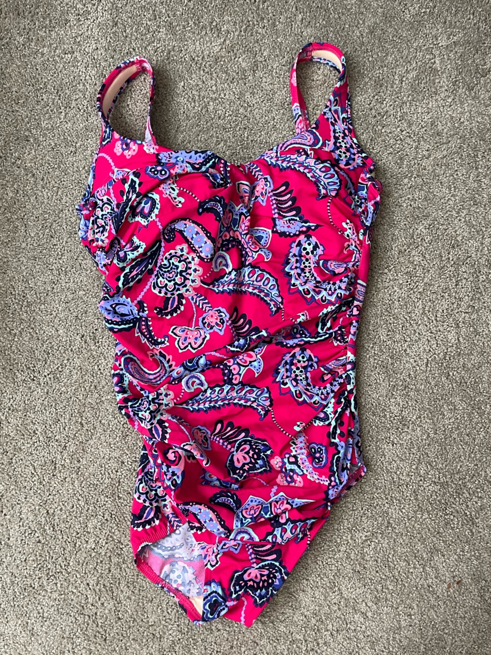 Talbots Pink Paisley One-Piece Swimsuit - 16